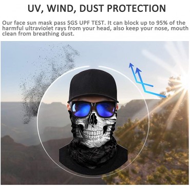 JOEYOUNG Skull Face Mask UV Sun Dust Neck Gaiter Bandana Headwear Motorcycle - BI78A9UZG