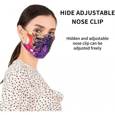 Juisticeville 4 PCS Adult Reusable Fashion Face Cover with Filters Nose Wire for Women Girls - B1758PK58
