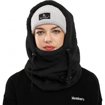 Shy Velvet Balaclava Wind-Resistant Winter Face Mask Fleece Ski Mask for Men and Women Warm Face Cover Hat Cap Scarf - BGC658PIF