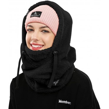 Shy Velvet Balaclava Wind-Resistant Winter Face Mask Fleece Ski Mask for Men and Women Warm Face Cover Hat Cap Scarf - BGC658PIF