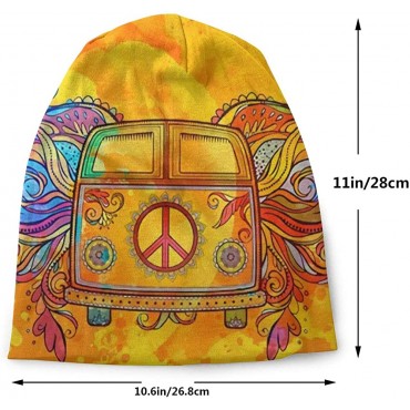 Skull Cap Hippie Vintage Car A Mini Van with Peace Sign Balaclava,Half Balaclava Cool Beanie Hat Caps Winter Knit Soft Hats for Women Men - BJOZZ5P2Y