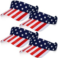 4 Pieces American USA Flag Visor Star Stripe Sun Visor Hat Adjustable 4th of July Visor Printed Patriotic Visor Independence Day Twill Sun Hat for Men Women - BW5W3EZ8A