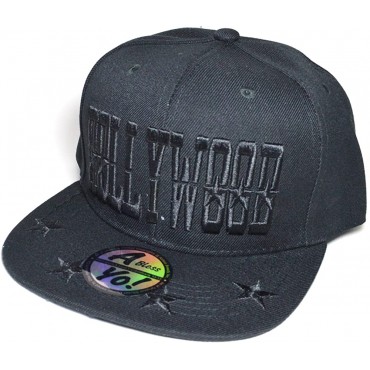 A Bless Yo! Hollywood W Star Embroidered Flat Visor Snapback Cap Baseball Hat AYO3062 - BRISMG5KP