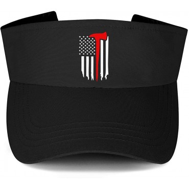 Mens Womens Sun Sports Hats Thin Red Line Fire Firefighter with Ax Dad Visors Beanie Custom Caps - BCGV3E156
