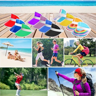 Regilt Unisex Sun Visor Hats Plastic Candy Color Transparent UV Protection Cap Sunhat Clear Hat for Sports Beach Golf Tennis - B5UCVM3GN