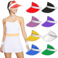 Regilt Unisex Sun Visor Hats Plastic Candy Color Transparent UV Protection Cap Sunhat Clear Hat for Sports Beach Golf Tennis - B5UCVM3GN