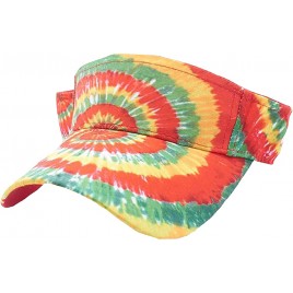 Tie Dye Visor Cap 1960s Hippie Hat for Men Women and Teens Rasta Orange Green and White - BSKFN10FE