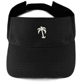Trendy Apparel Shop Palm Tree Embroidered Summer Adjustable Visor Black - BOHP03F6B