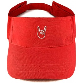 Trendy Apparel Shop Rock On Emoticon Embroidered Summer Adjustable Visor Red - BY8Z7D0LY