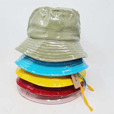 A&O International Faux Patent Leather Bucket Hat Glossy for Women - BONMT1ADI