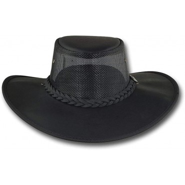 Barmah Hats Wide Brim Foldaway Bronco Cooler Leather Hat Item 2080 - BGMJN3WGY