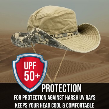 Boonie Sun Hat Men Women Wide Brim Tactical Floppy Adjustable Outdoor Hiking Fishing Camping Cap - BY9HKQUVK