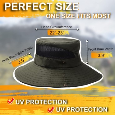 Fishing Sun Hat for Men Women Wide Birm UV Protection Breathable Bucket Hat with Adjustable Strap for Fishing Hiking Beach - BZZ4D7L4A