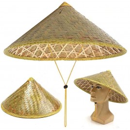 Hai Lan Handmade Chinese Retro Bamboo Rattan Hat Farmer Fisherman Hat Tourism Rain Cap Dance Props Cone Fishing Sunshade Hat Brown One Size - BI1FLBK0D