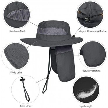 IYEBRAO 2 Pack Mens Sun Protection Hat with Neck Flap for Fishing Hiking Garden Work - BQCRC2HPD
