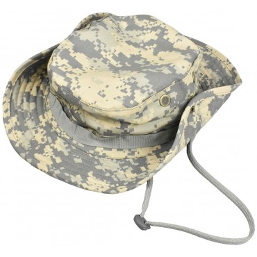 jffcestore Men's Camo Boonie Hat Fishing Sun Hat Wide Brim Bucket Hat with Adjustable Strap - BGFARY0KF