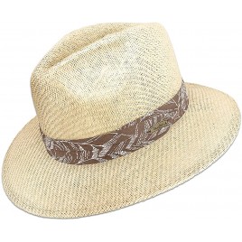 Matte Toyo Straw Safari Sun Hat with 3-Pleat Ribbon Band - B3JB8G1XR