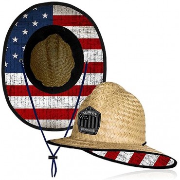 S A Company Alpha Defense Men Straw Hat American Flag Straw Hat for UV Sun Protection with 1 Face Shield Neck Gaiter Included - BGKBRQGU6