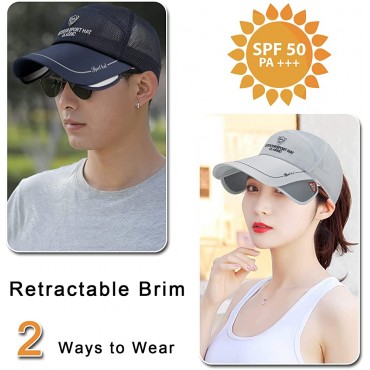 Wide Brim Sun Visor Hat for Women and Men Breathable Golf Cap with Retractable Brim for Baseball Beach Fishing Camping - B3T68VDN2