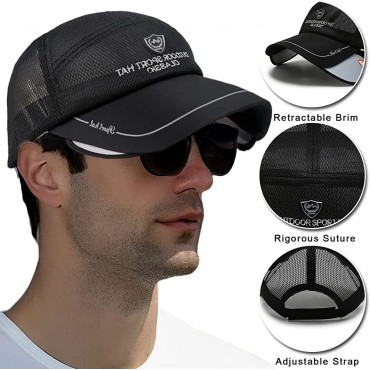 Wide Brim Sun Visor Hat for Women and Men Breathable Golf Cap with Retractable Brim for Baseball Beach Fishing Camping - B3T68VDN2