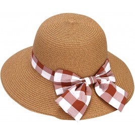 Women Summer Wide Straw Hat Beach Foldable Sun Hats Floppy Roll Up Protection Sun Cap UPF 50+ Caps - BEJ6SUWWV