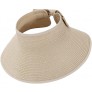 Women Sun Visors Foldable Straw Hats Wide Brim Bowknot Straw Sun Hat Floppy Foldable Roll up Cap UPF 50+ Summer Beach Hats - B90Y39JRD