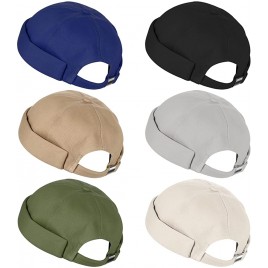 6 Pieces Brimless Hats for Men Retro No Brim Hats Beanie Cap Rolled Cuff Brimless Cap Adjustable Men Brimless Hat - BODYWJI28