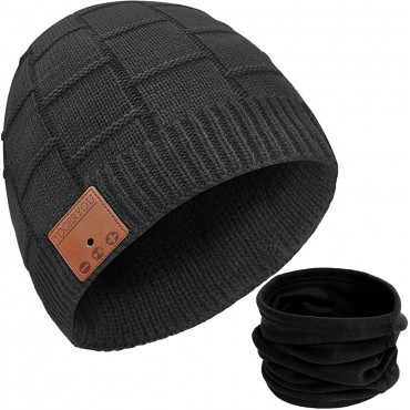 Bluetooth Beanie Hat Christmas Stocking Stuffers Unique Gifts for Men Women Black - BS5RXJ2FY