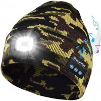 Bosttor Bluetooth Beanie Hat with Light Headlamp Cap with Headphones and Built-in Speaker Mic Gifts for Men Women Teen - BO900NH7D