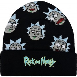Concept One Unisex Adult Rick and Morty Logo Rick Sanchez Head Knitted Cuff Beanie Hat Black One Size US - BMWB8BM01