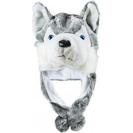 Husky Timber Wolf Cute Plush Animal Winter Hat Warm Winter Fashion Short - BID5KDWD8
