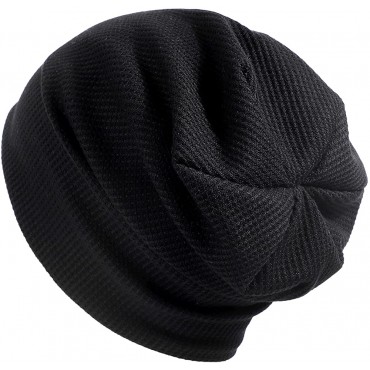 Lvaiz Womens Knitted Beanie Waffle Slouchy Skullcap for Men Stretchy Thin Acrylic Hat - B9MZMUH51