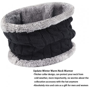 Mens Womens Winter Beanie Hat Scarf Set Warm Knit Hat Thick Fleece Lined Winter Cap Neck Warmer for Men Women - BZU0IIIWM