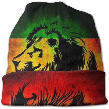 New-design African Flag The Lion of Judah Rasta Rastafari Jamaica Knit Beanie Winter Hat Warm Stretchy Soft Beanie Hats for Men and Women ，Year Round Comfort - BDU9UD46D