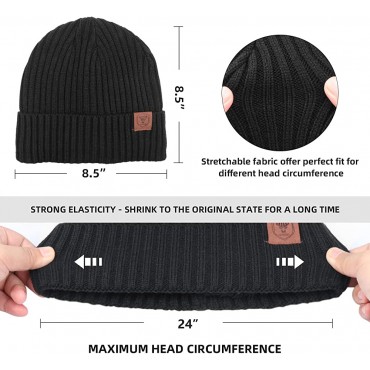 OZERO Knit Beanie Winter Hat Thermal Thick Polar Fleece Snow Skull Cap for Men and Women - BXL9O92YE