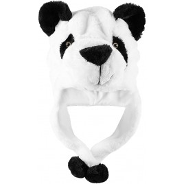 Panda Bear Plush Animal Winter Ski Hat Beanie Aviator Style Winter Short White - BULXKNHC7