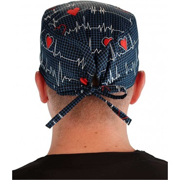 Sparkling EARTH Men and Womens Scrub Style Working Cap Heartbeats on Navy - BDZPX9H72