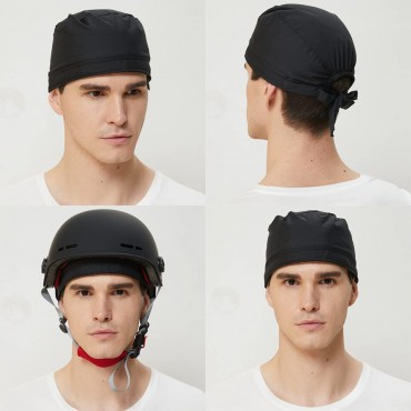 Sweat-Wicking Head Wrap Dew Rag Skull Cap Quick-Drying Helmet Liner Hats for Men and Women Black 4 Pack 4 Pack - BQY56CT8Q