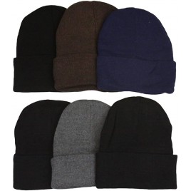ToBeInStyle Men’s Pack of 6 Double Layered Winter Warm Basic Beanies - BP4J4V2MO