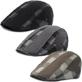 3 Packs Men Beret Hat Cotton Newsboy Hats Adjustable Cap Distressed Ivy Caps Irish Cabbie Hat Breathable Hunting Hat - BGOXTKM32