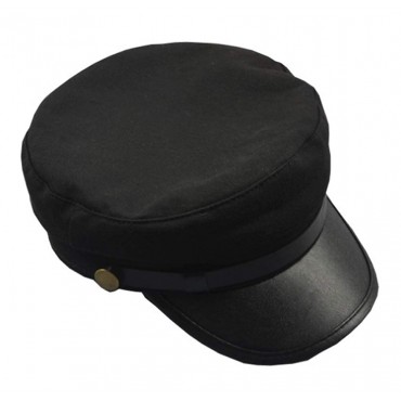 Black Chauffeur Hat Driver Hat Classic British Flat Top Fisherman Hat Vintage Newsboy Cap Costume Hats for Men and Women - BV3EW2H7K