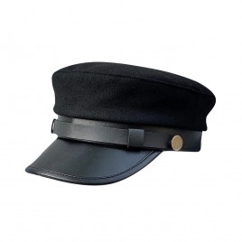 Black Chauffeur Hat Driver Hat Classic British Flat Top Fisherman Hat Vintage Newsboy Cap Costume Hats for Men and Women - BV3EW2H7K