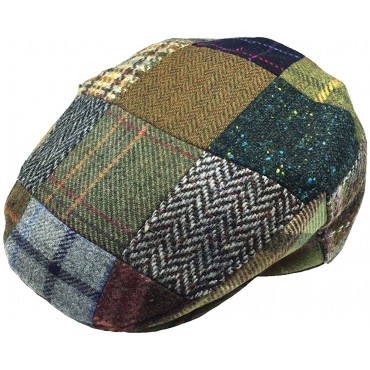 Irish Hats for Men Biddy Murphy Men's Flat Irish Hat Patchwork 100% Wool Made in Ireland - B5ECJ9MXR