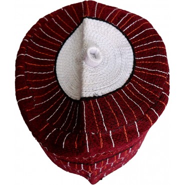 Mbariket Nigerian African Men's Burgundy Aboki Hausa Cap Hat Made in Nigeria 22 in Small Medium - B8UHBIQC7