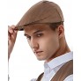Men's Newsboy Hats Elastic Herringbone Flat Ivy Gatsby Cabbie Cap - BYEGEDZ5D