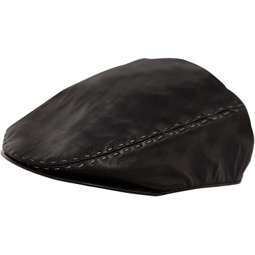 Men's Real Soft Leather Ivy Beret Newsboy Gatsby Golf Cabbie Flat Cap Hats - BEZS9PSYA
