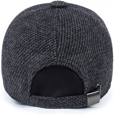 Men's Winter Warm Wool Woolen Tweed Peaked Baseball Cap Hat with Fold Earmuffs Warmer - BZGZZ36HE