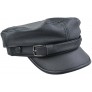 Sandy Ting Unisex Genuine Leather Greek Fisherman Sailor Fiddler Driver Hat Flat Cap - B0SM3AQC0