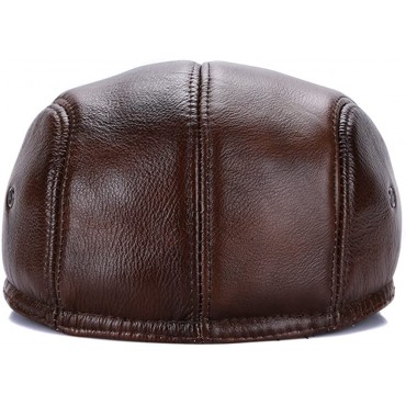 Sandy Ting Vintage Cowhide Leather Cabby Hat Newsboy Walking Driving Cap - B3LO8X792