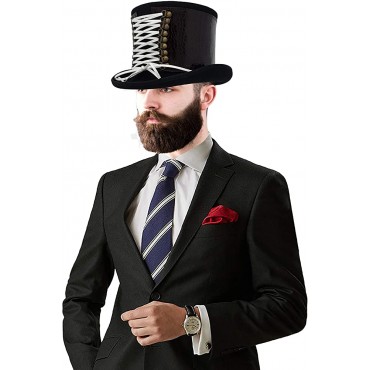 100% Wool Felt Top Hats Victorian Style Mad Hatter Steampunk Gentlemen Magic Hats with Shoelace - BTFUIDZ6U